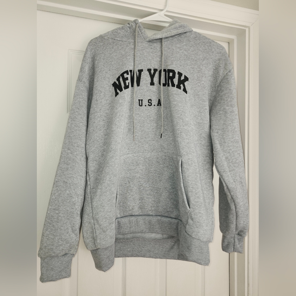 NWOT Women's Grey New York Hoodie L